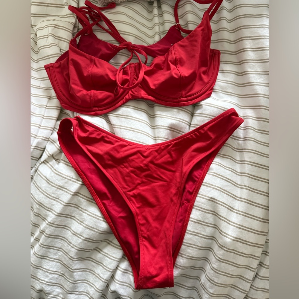 Frankie's Bikinis Red Underwire Bikini Set